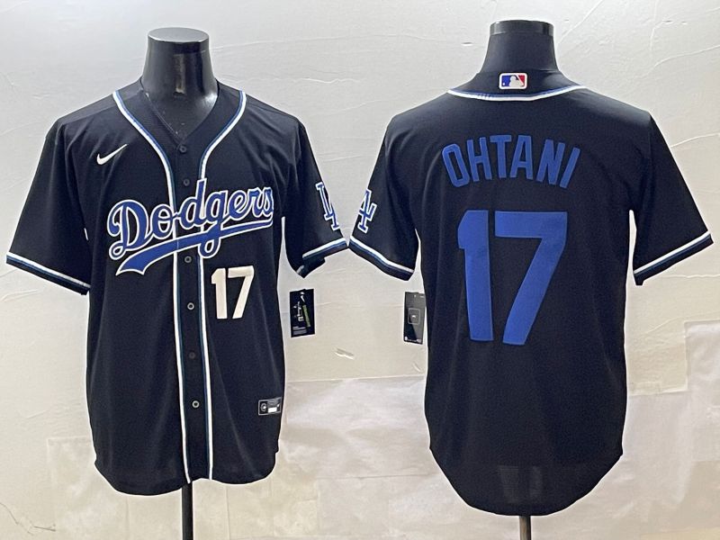 Men Los Angeles Dodgers #17 Ohtani Black blue Three generations Nike 2025 MLB Jersey style 5->los angeles dodgers->MLB Jersey
